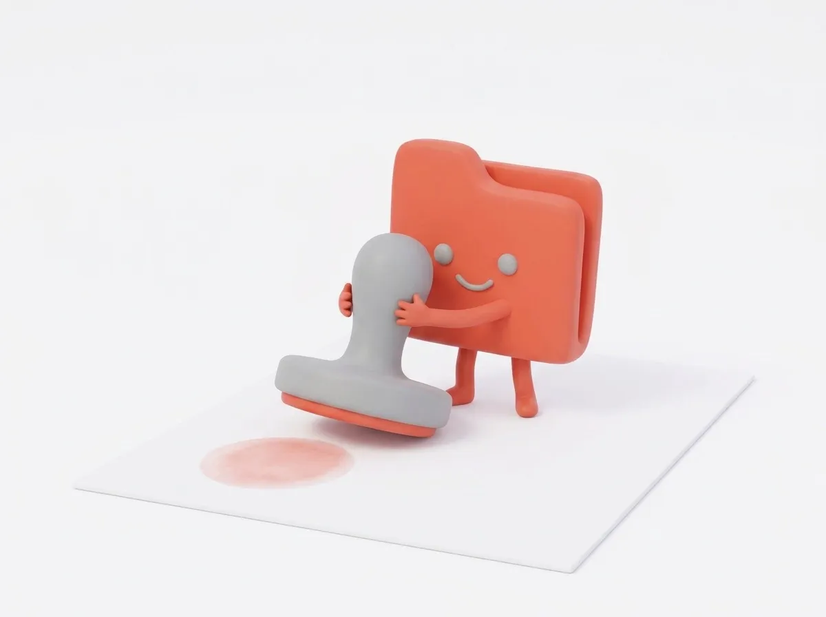 File character stamping a page