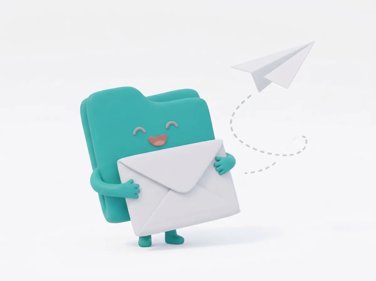 A file character holding a big envelope