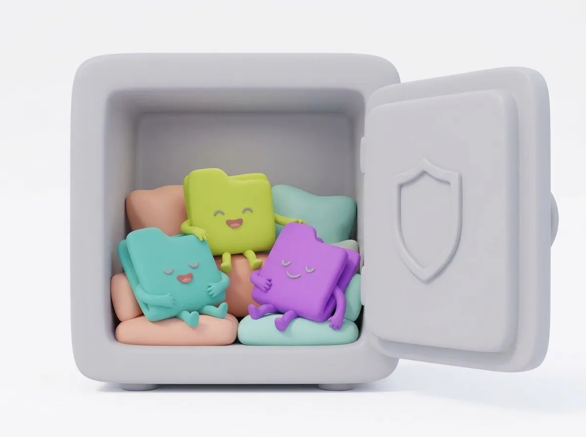 File characters relaxing inside a cosy vault