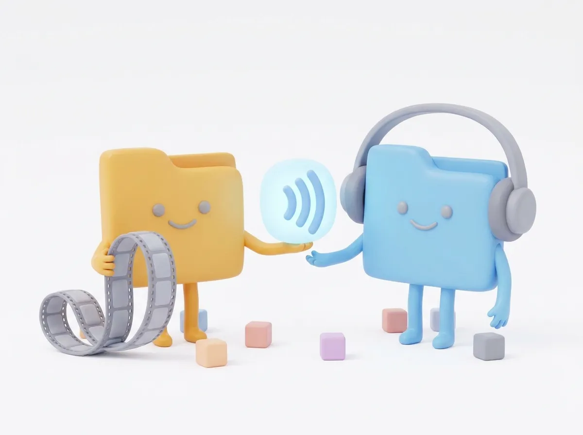 File character catching music notes from a video