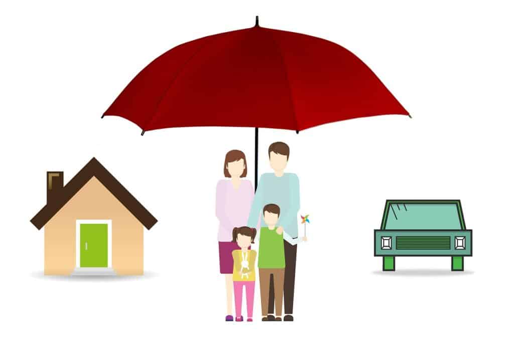 A family under umbrella the photo is showing how Umbrella insurance can help you during liabilities 