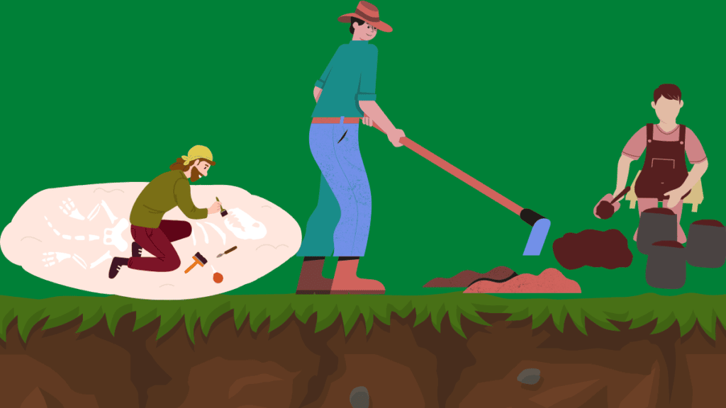 An illustration of soil preparation for starting a vegetable garden.