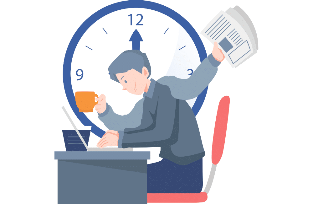 an illustration of a person is managing time to increase productivity.