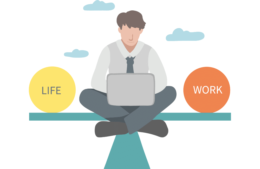 an illustration of a person sitting on sea saw to showing the Defining Work-Life Balance