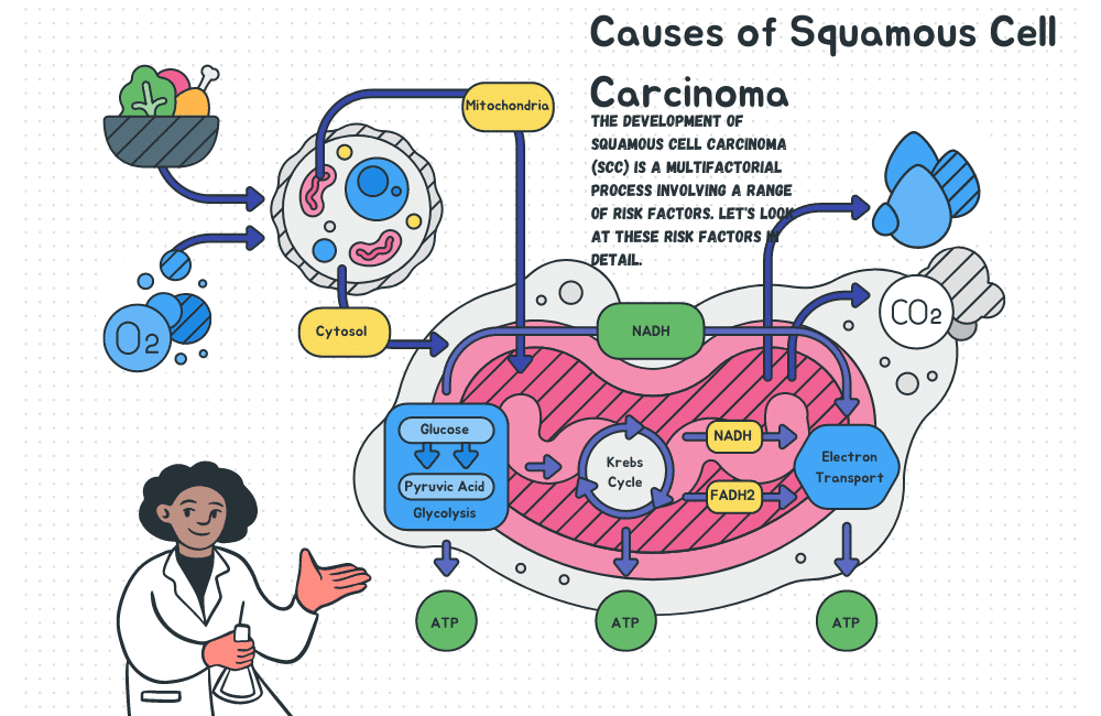 an illustration of a causes of squamous cell carcinoma. 